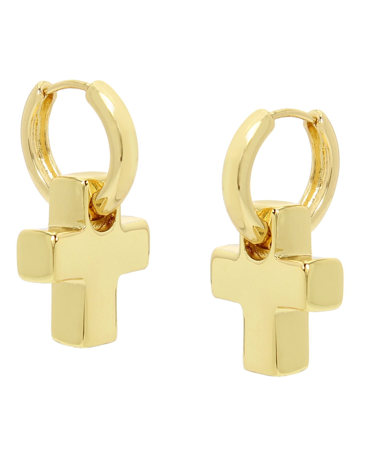 Shop Steve Madden Gold Puffy Cross Charm Huggie Earrings