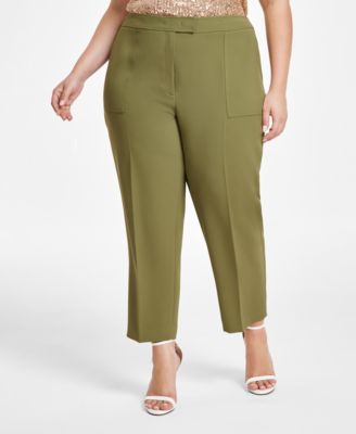 Anne Klein - Plus Size High Rise Fly-Front Ankle Pants