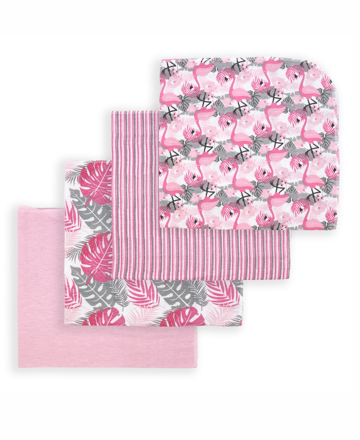 Shop Baby Mode Tendertyme Baby Girls Tropical Islands Baby Blankets, 5 Piece Gift Set In Pink