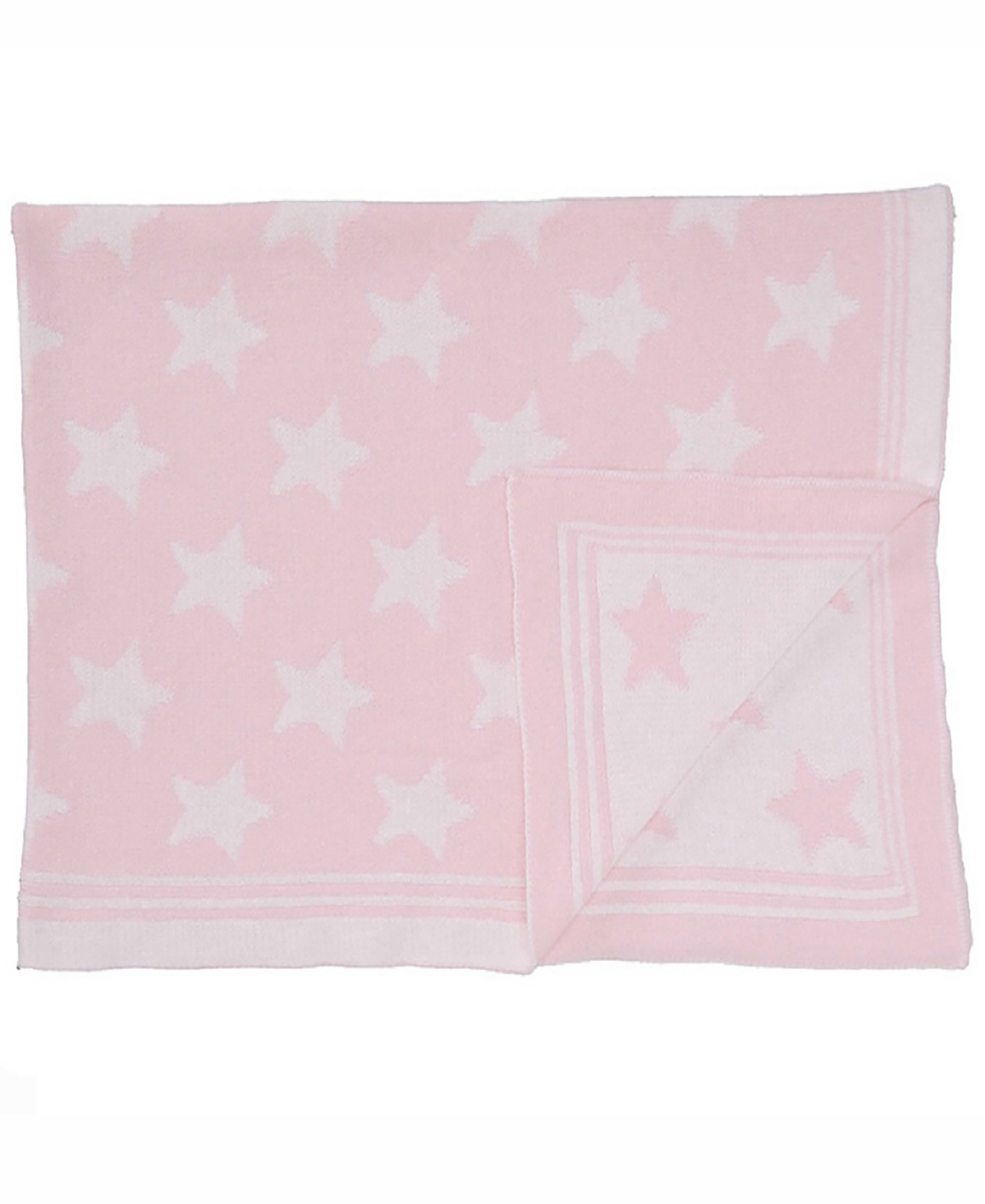Baby Mode Signature Baby Girls Reversible Stars Knit Blanket In Pink