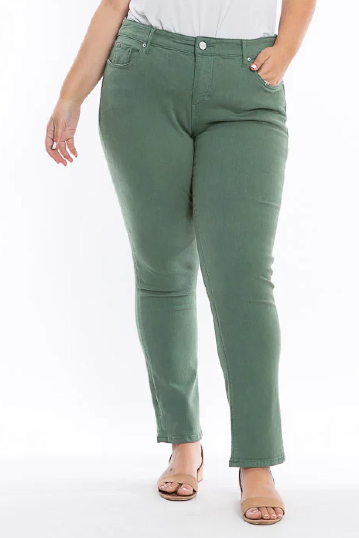 Women's Color Mid Rise Slim pants - Myrtle