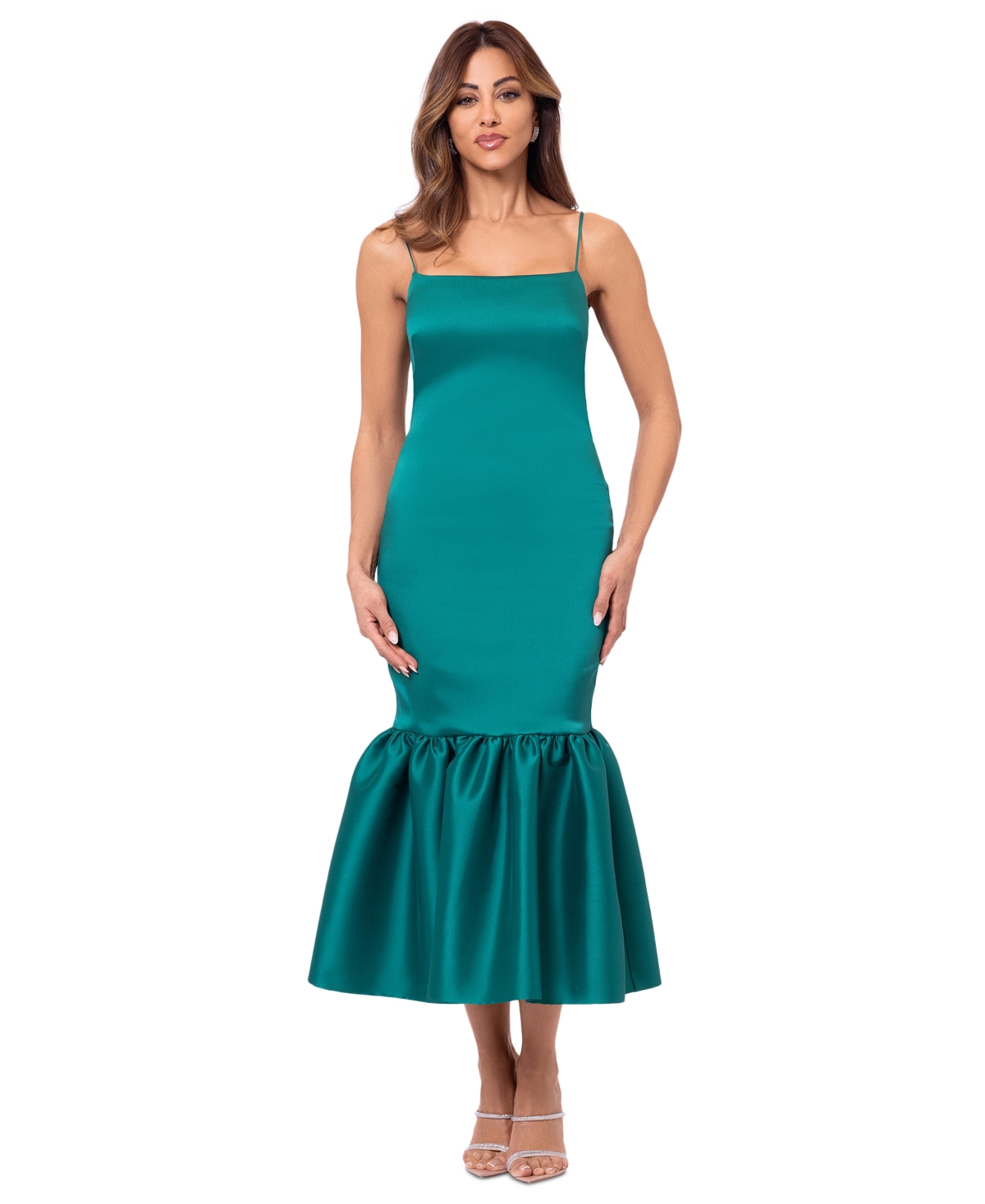 Women's Flounce-Hem Midi Dress - Green