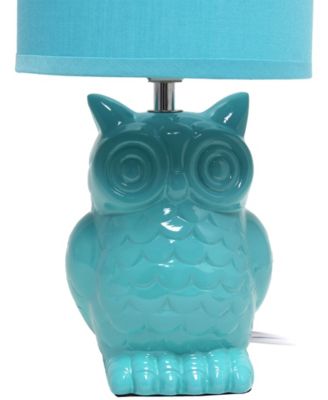 12.8" Tall Contemporary Ceramic Owl Bedside Table Desk Lamp with Matching Fabric Shade 