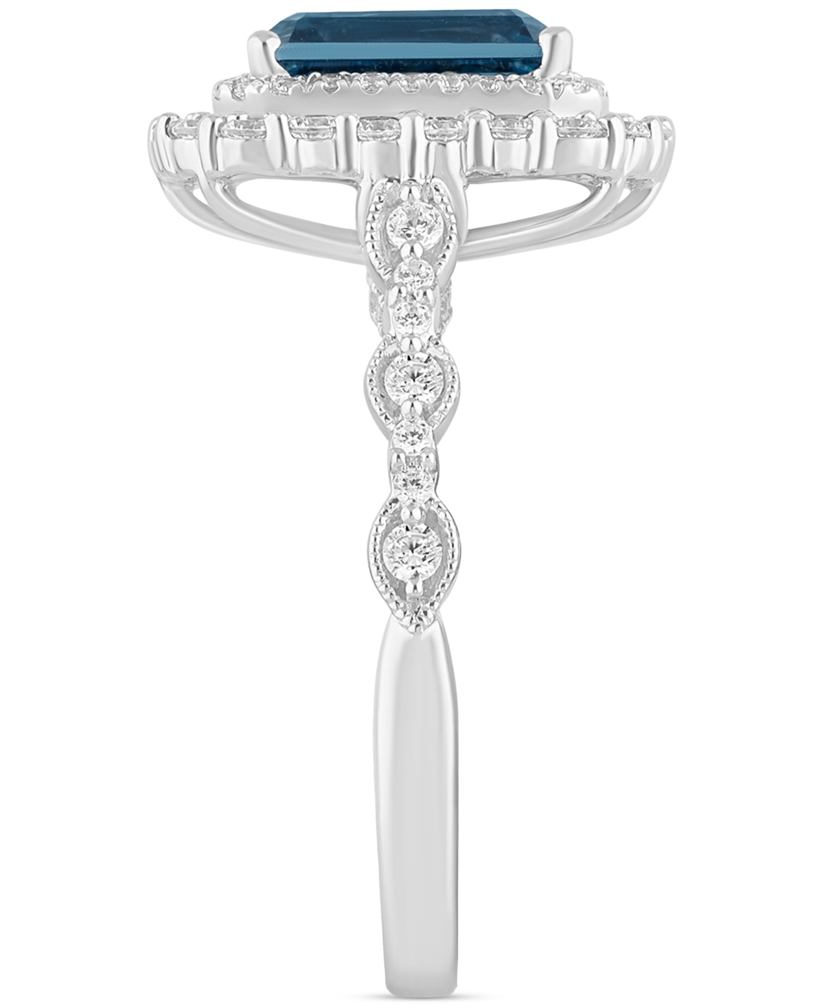 (2-7/8 ct. t.w.) & Diamond (7/8 ct. t.w.) Double Halo Bridal Set in 14k White Gold - London Blue Topaz