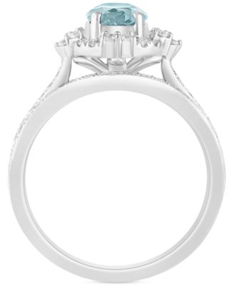 Aquamarine (1-1/8 ct. t.w.) & Diamond (1/2 ct. t.w.) Bridal Set in 14k White Gold