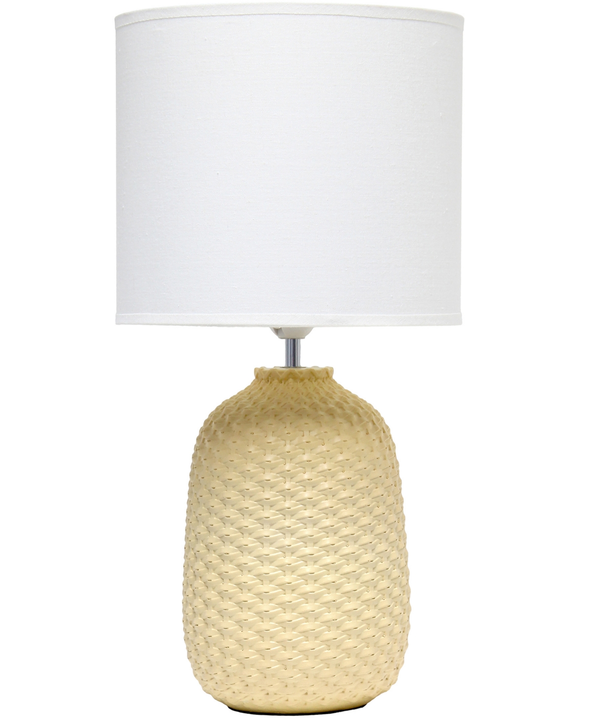 Shop Simple Designs 20.4" Tall Traditional Ceramic Purled Texture Bedside Table Desk Lamp With White Fabric Drum Shade In Yellow