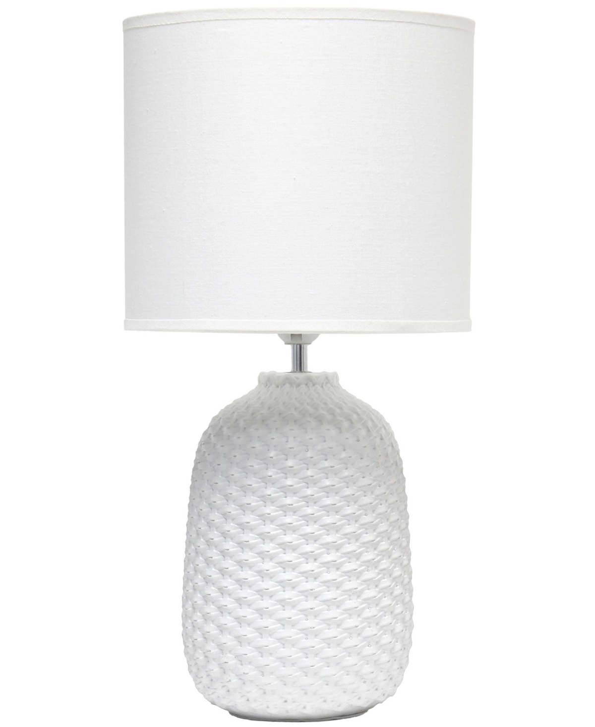 Shop Simple Designs 20.4" Tall Traditional Ceramic Purled Texture Bedside Table Desk Lamp With White Fabric Drum Shade In Off White