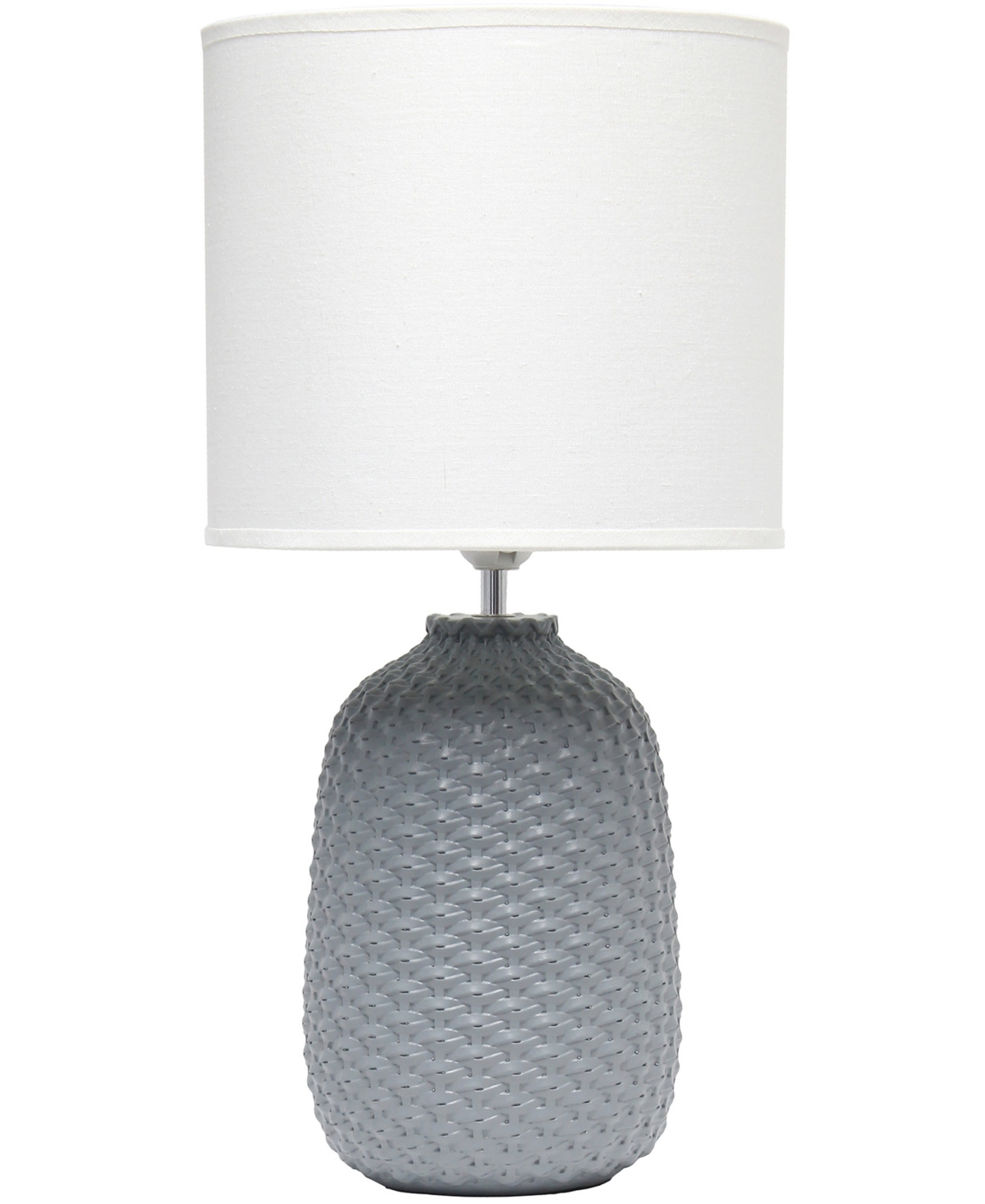 Shop Simple Designs 20.4" Tall Traditional Ceramic Purled Texture Bedside Table Desk Lamp With White Fabric Drum Shade In Gray