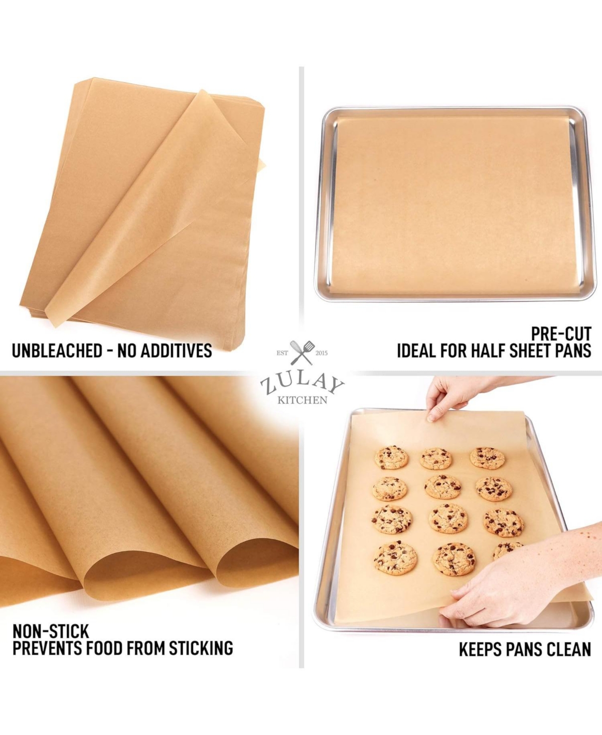 Pcs Parchment Paper Sheets - 12x16 Inches Unbleached Non-Stick Baking Paper For Oven