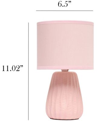 11.02" Traditional Mini Modern Ceramic Texture Pastel Accent Bedside Table Desk Lamp with Matching Fabric Shade 