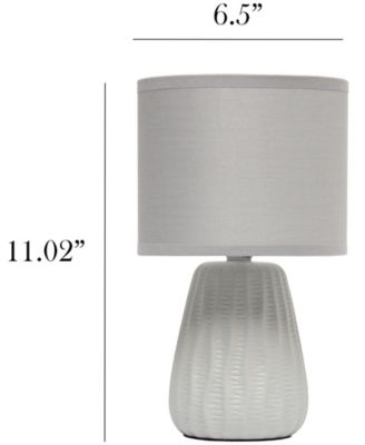 11.02" Traditional Mini Modern Ceramic Texture Pastel Accent Bedside Table Desk Lamp with Matching Fabric Shade 