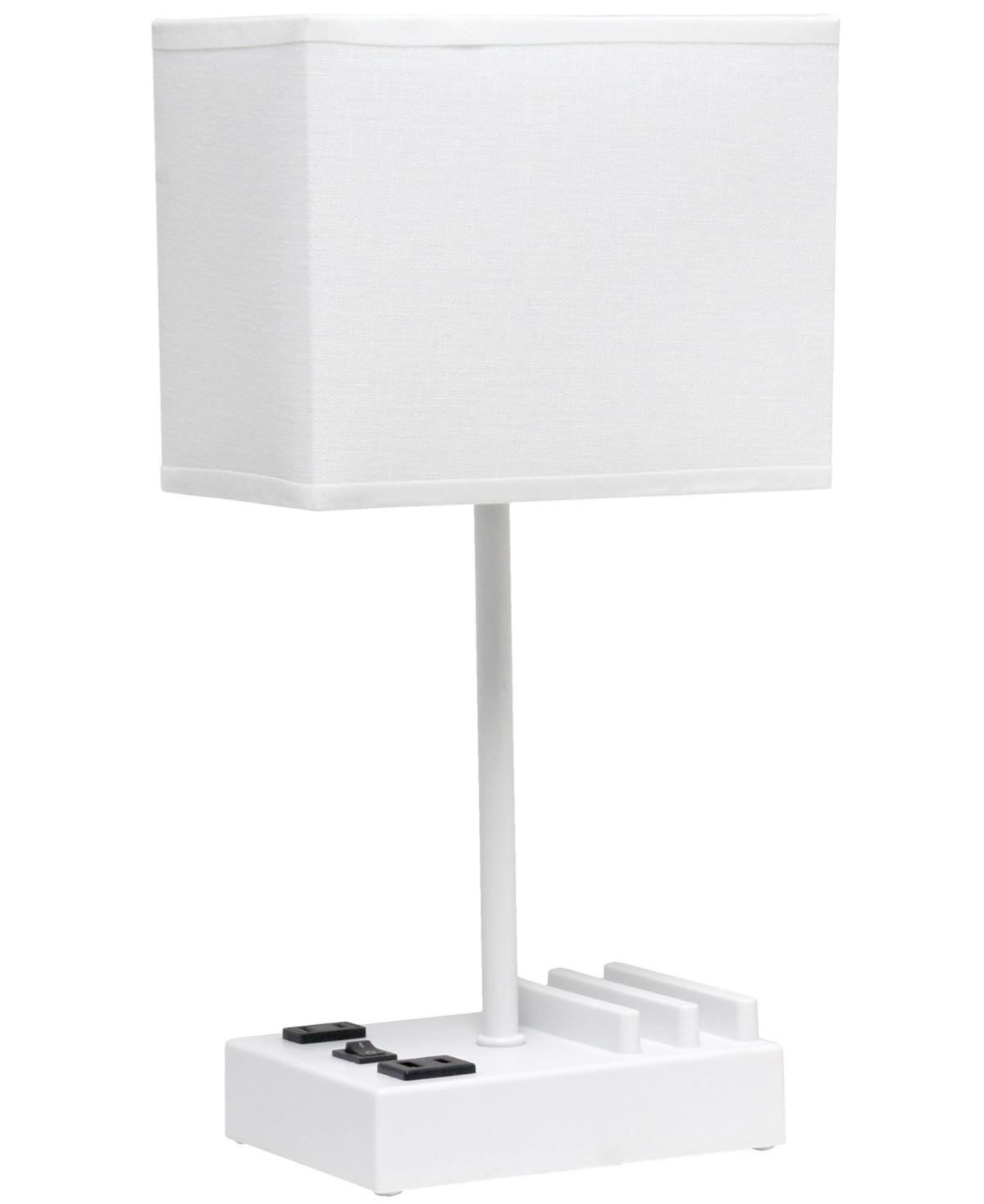 Shop Simple Designs 15.3" Tall Modern Rectangular Multi-use 1 Light Bedside Table Desk Lamp With 2 Usb Ports And Chargin In White