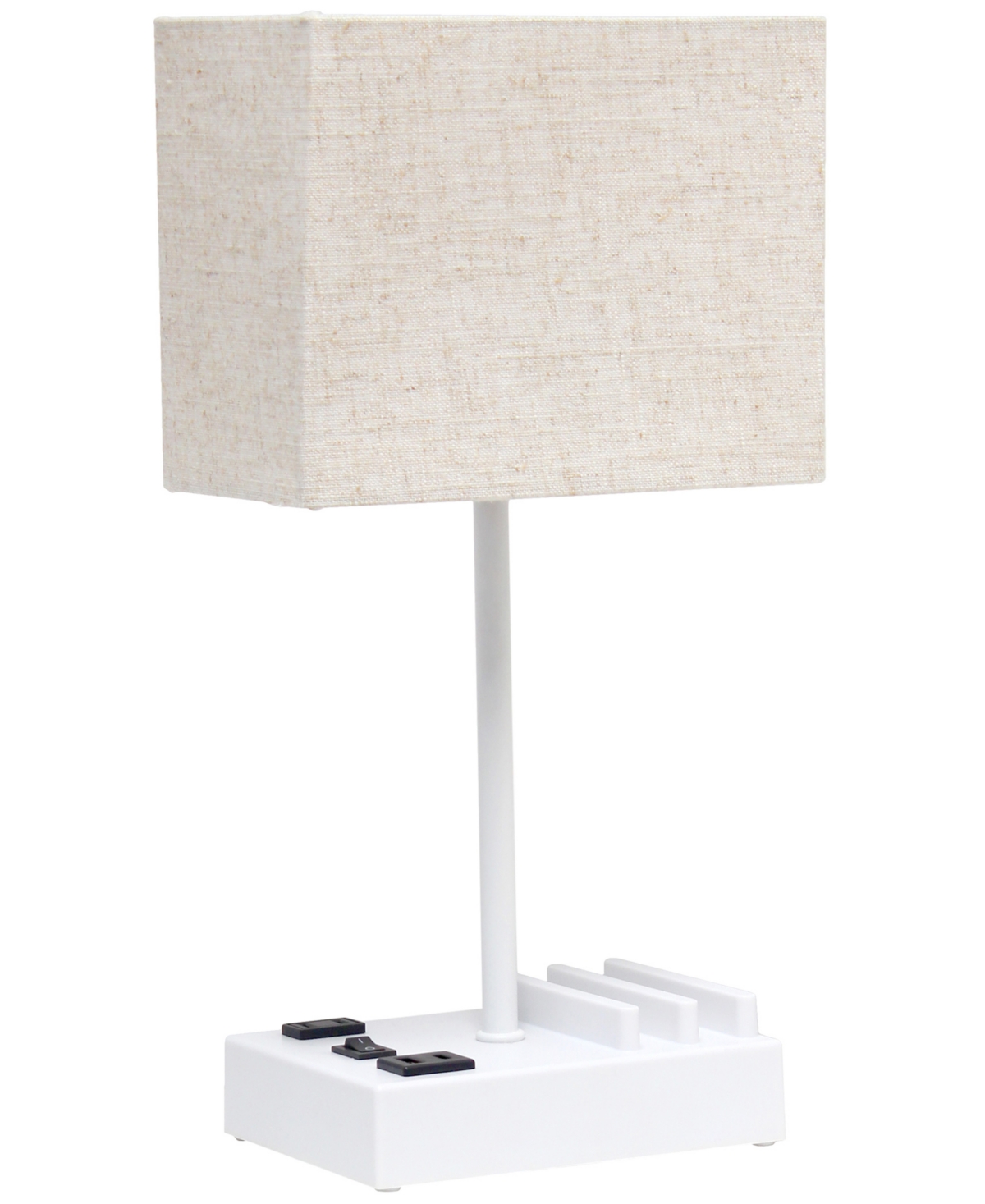 Shop Simple Designs 15.3" Tall Modern Rectangular Multi-use 1 Light Bedside Table Desk Lamp With 2 Usb Ports And Chargin In White Beig