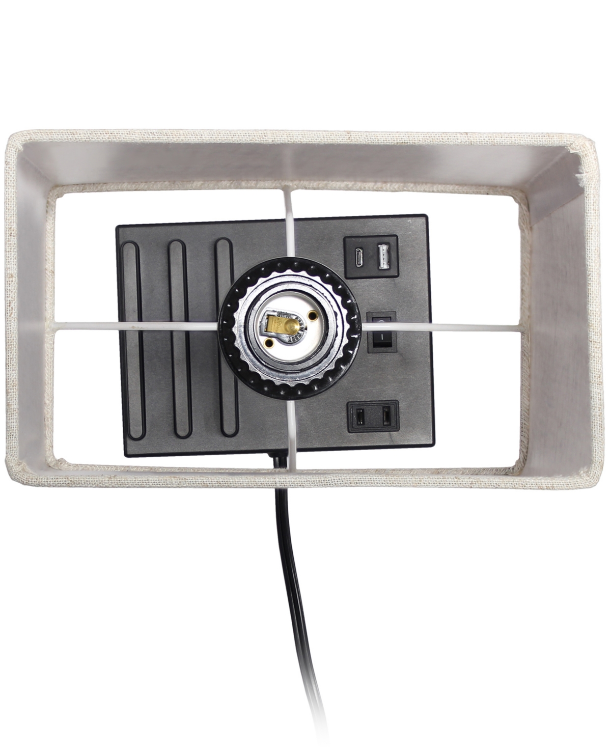 Simple Designs 15.3" Tall Modern Rectangular Multi-use 1 Light Bedside Table Desk Lamp With 2 Usb Ports And Chargin In White Beig