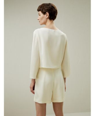 Women's Dubrovnik 3/4 Sleeved Silk Top With Button Accents