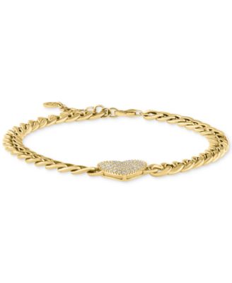 EFFY® Diamond Heart Pavé Curb Link Bracelet (1/3 ct. t.w.) in 14k Gold