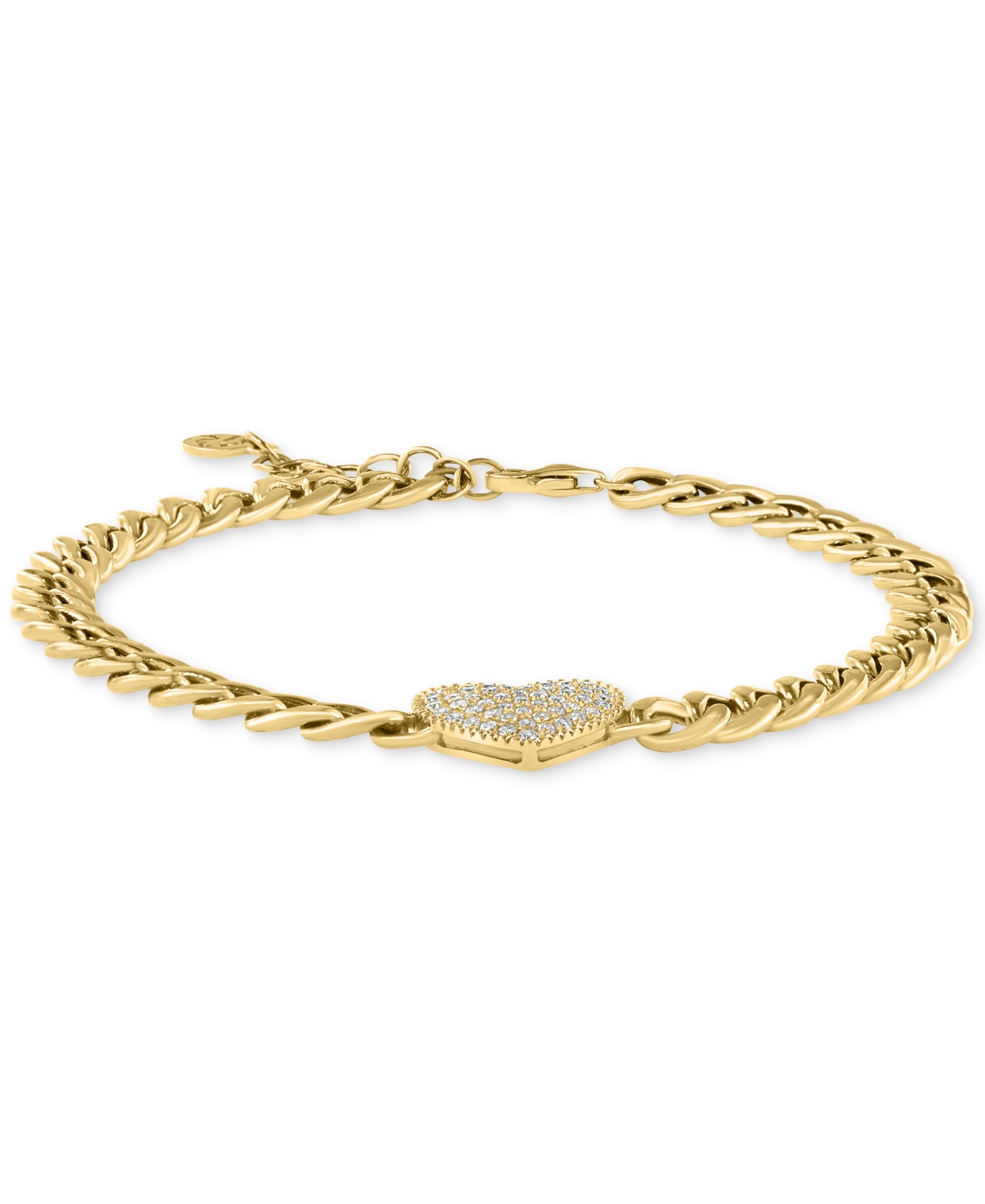Shop Effy Collection Effy Diamond Heart Pave Curb Link Bracelet (1/3 Ct. T.w.) In 14k Gold In Yellow Gol