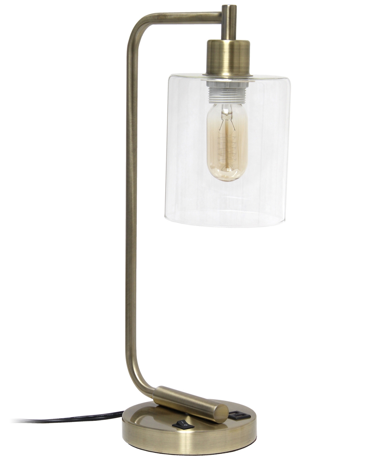 Shop Lalia Home Modern Iron Desk Lamp With Usb Port And Glass Shade, Antique Brass