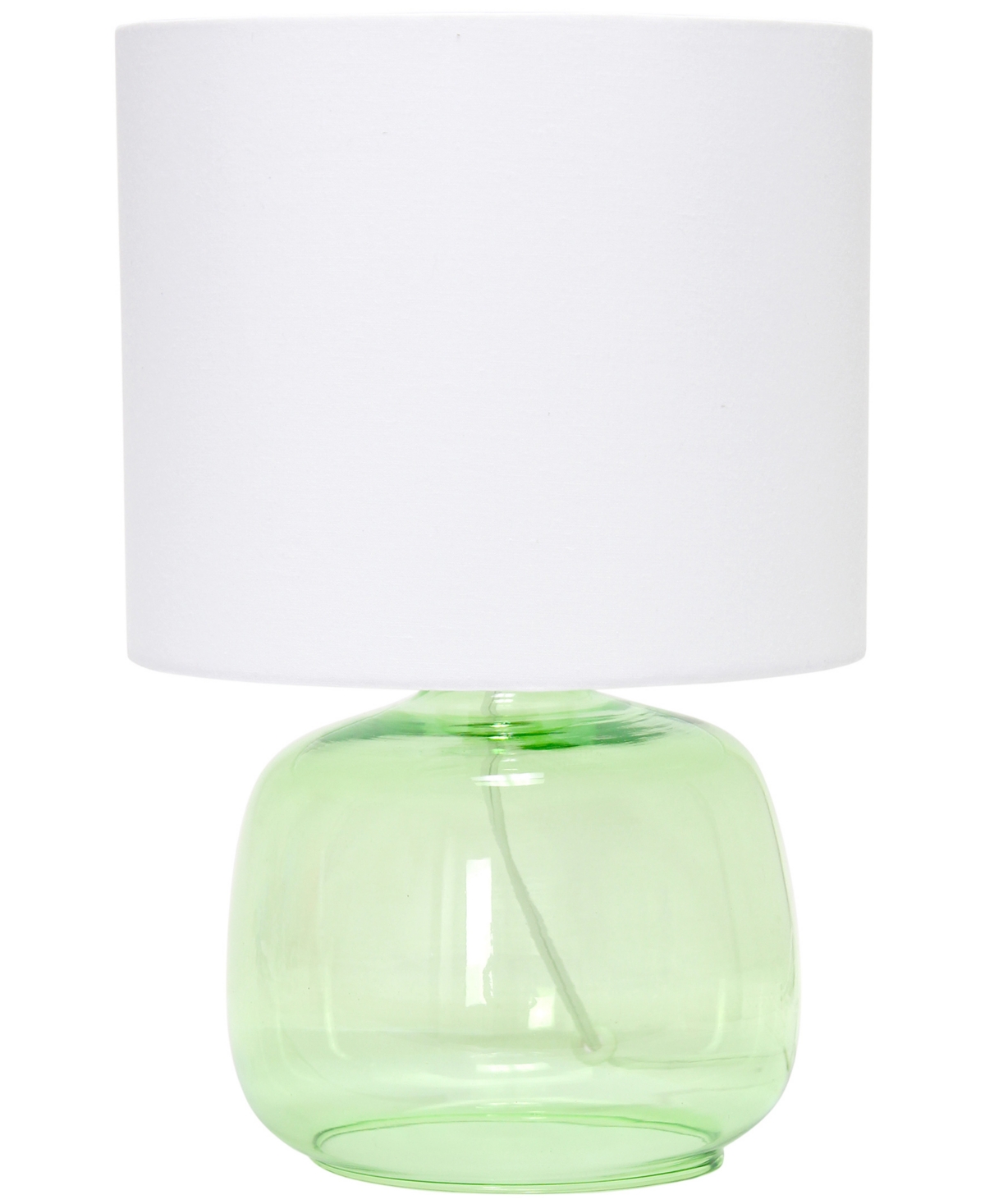 Shop Simple Designs Glass Table Lamp With Fabric Shade, Green With White Shade In Multi