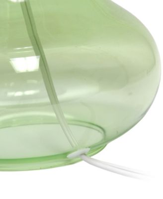 Glass Raindrop Table Lamp with Fabric Shade, Green with White Shade