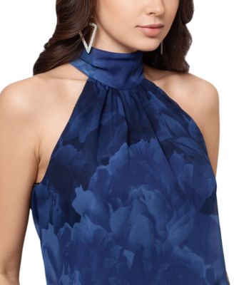 Petite Floral-Chiffon Halter-Neck Gown