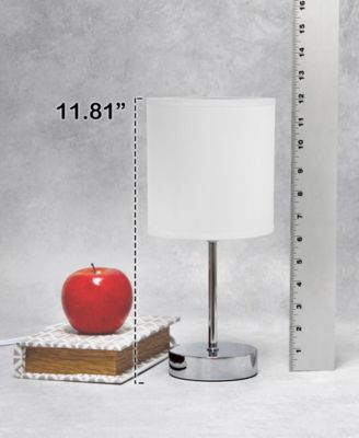 Nauru 11.81" Traditional Petite Metal Stick Bedside Table Desk Lamp in Chrome with Fabric Drum Shade