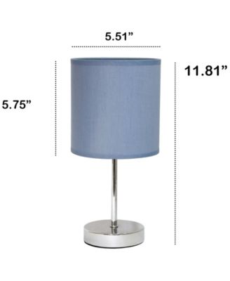 Nauru 11.81" Traditional Petite Metal Stick Bedside Table Desk Lamp in Chrome with Fabric Drum Shade
