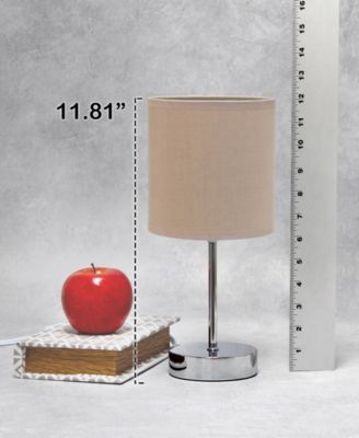 Nauru 11.81" Traditional Petite Metal Stick Bedside Table Desk Lamp in Chrome with Fabric Drum Shade