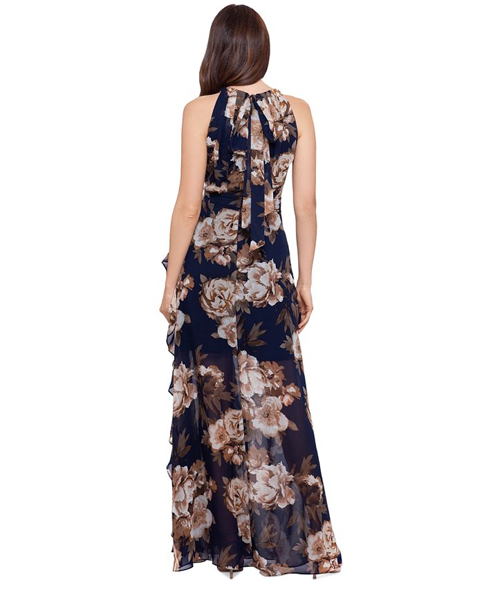 Betsy & Adam Petite Chiffon Floral-Print Ruffle Dress - Macy's