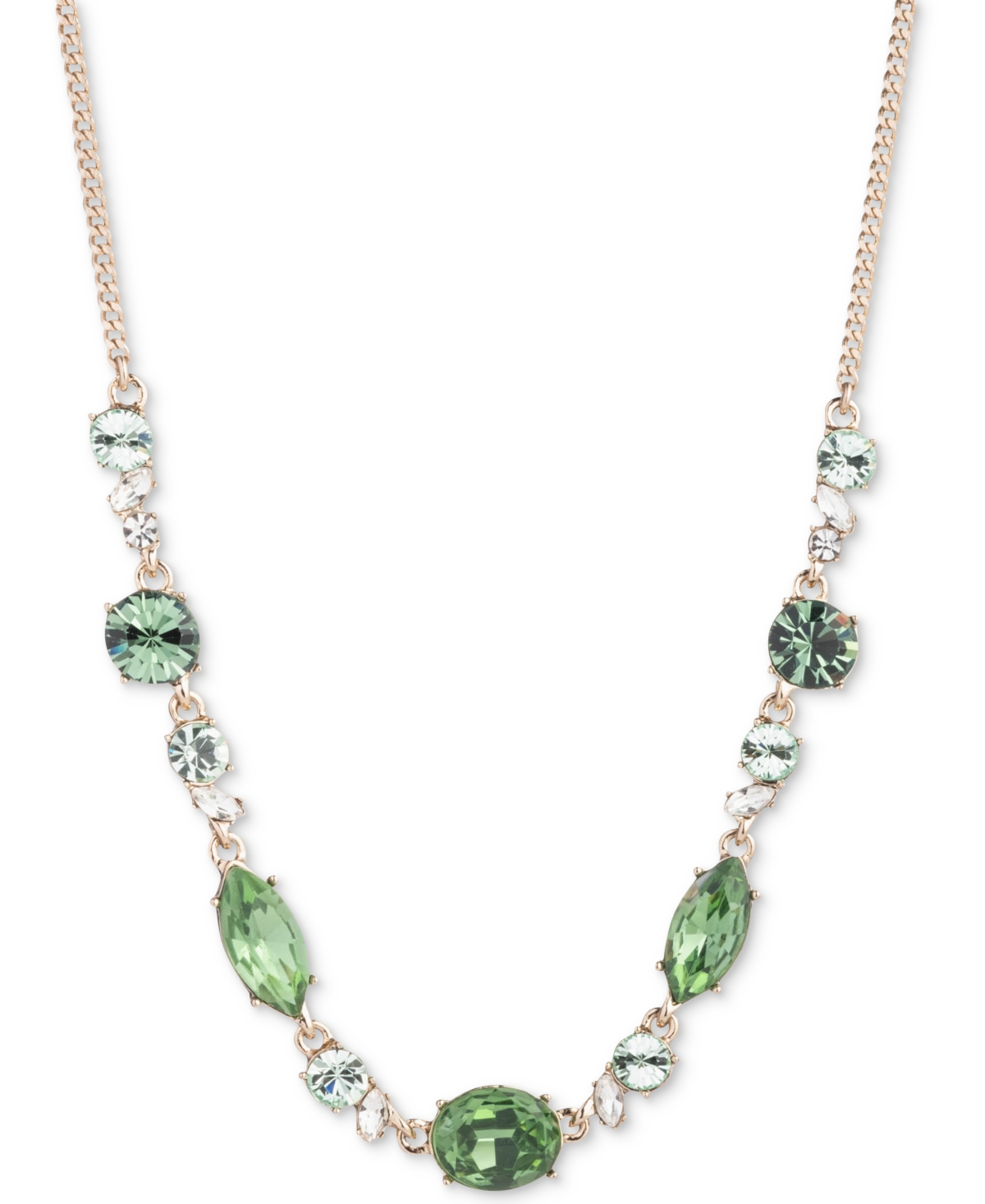 Shop Givenchy Crystal Frontal Necklace, 16" + 3" Extender In Light Gree