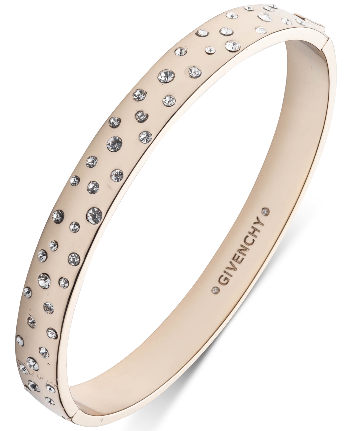 Shop Givenchy Gold-tone Crystal Scattered Bangle Bracelet In Crystal Wh