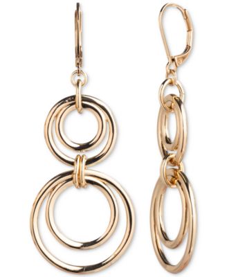 Lauren Ralph Lauren - Gold-Tone Orbital Circle Double Drop Earrings