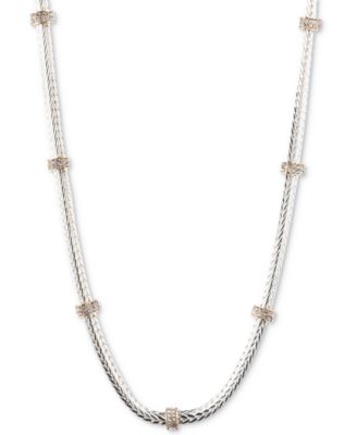 Lauren Ralph Lauren - Two-Tone Pav&eacute; Rondelle Bead Collar Necklace, 16" + 3" extender