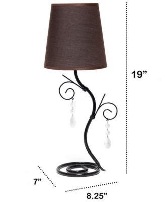 Priva 19" Contemporary Metal Winding Ivy Table Desk Lamp with Brown Fabric Shade 