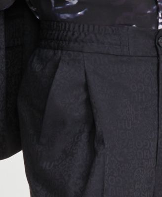Men's Modern-Fit Logo-Print Pleated Suit Pants 