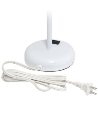 Oslo 19.5" Contemporary Bedside Standard Metal Table Desk Lamp with White Drum Fabric Shade 