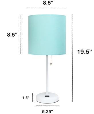 Oslo 19.5" Contemporary Bedside Standard Metal Table Desk Lamp with White Drum Fabric Shade 