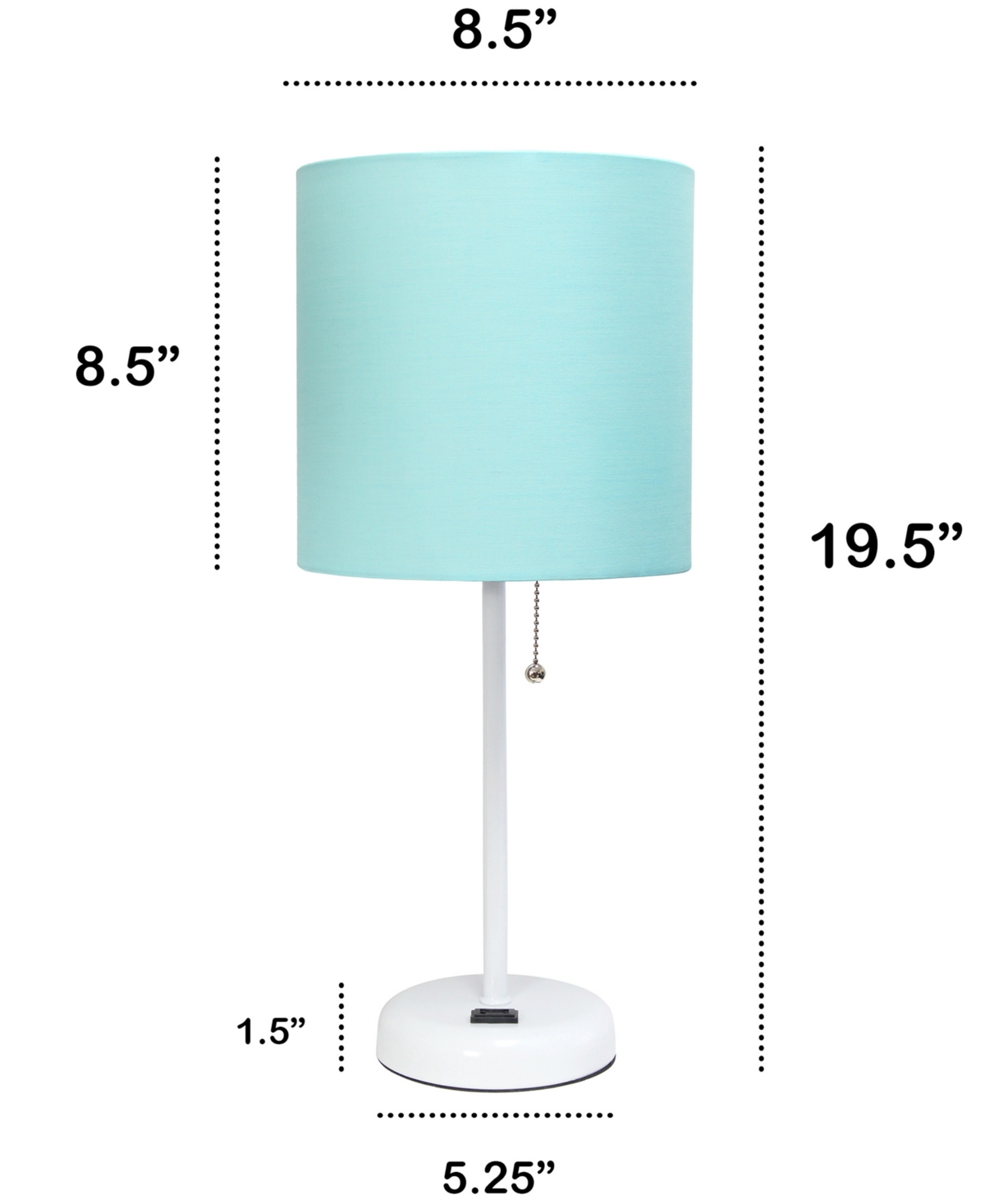 Shop Creekwood Home Oslo 19.5" Contemporary Bedside Standard Metal Table Desk Lamp With White Drum Fabric Shade In White Aqua