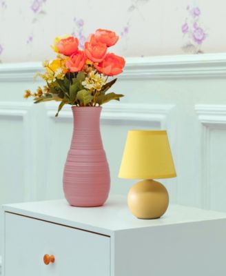 Nauru 8.66" Traditional Petite Ceramic Orb Bedside Table Desk Lamp with Tapered Drum Fabric Shade