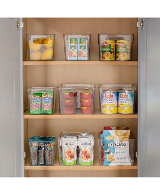 8 Pack Small Clear Storage Bins with Handles - for Kitchen, Cabinet Organizer, Pantry & Refrigerator