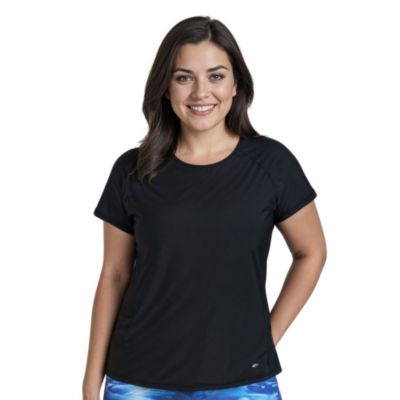 Plus Size Loose Fit Short Sleeve UPF 50+ Adele Swim Top