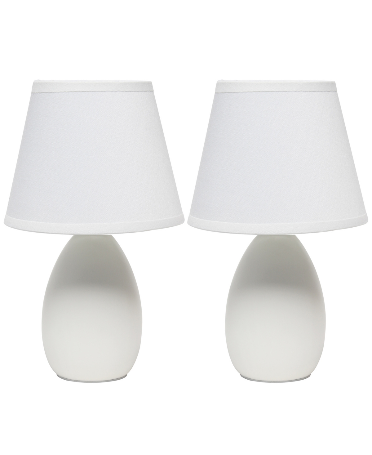 Shop Creekwood Home Nauru 9.45" Traditional Petite Ceramic Oblong Bedside Table Desk Lamp Two Pack Set, Tapered Drum Fab In Off White