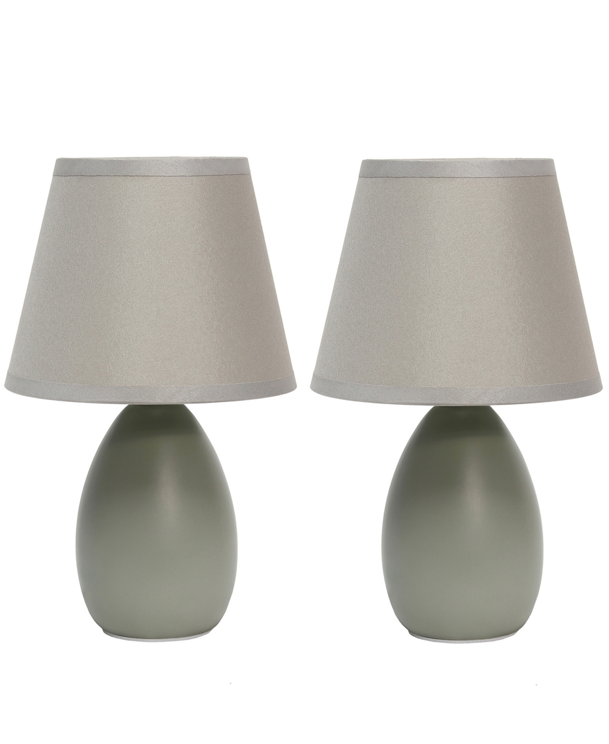 Shop Creekwood Home Nauru 9.45" Traditional Petite Ceramic Oblong Bedside Table Desk Lamp Two Pack Set, Tapered Drum Fab In Gray