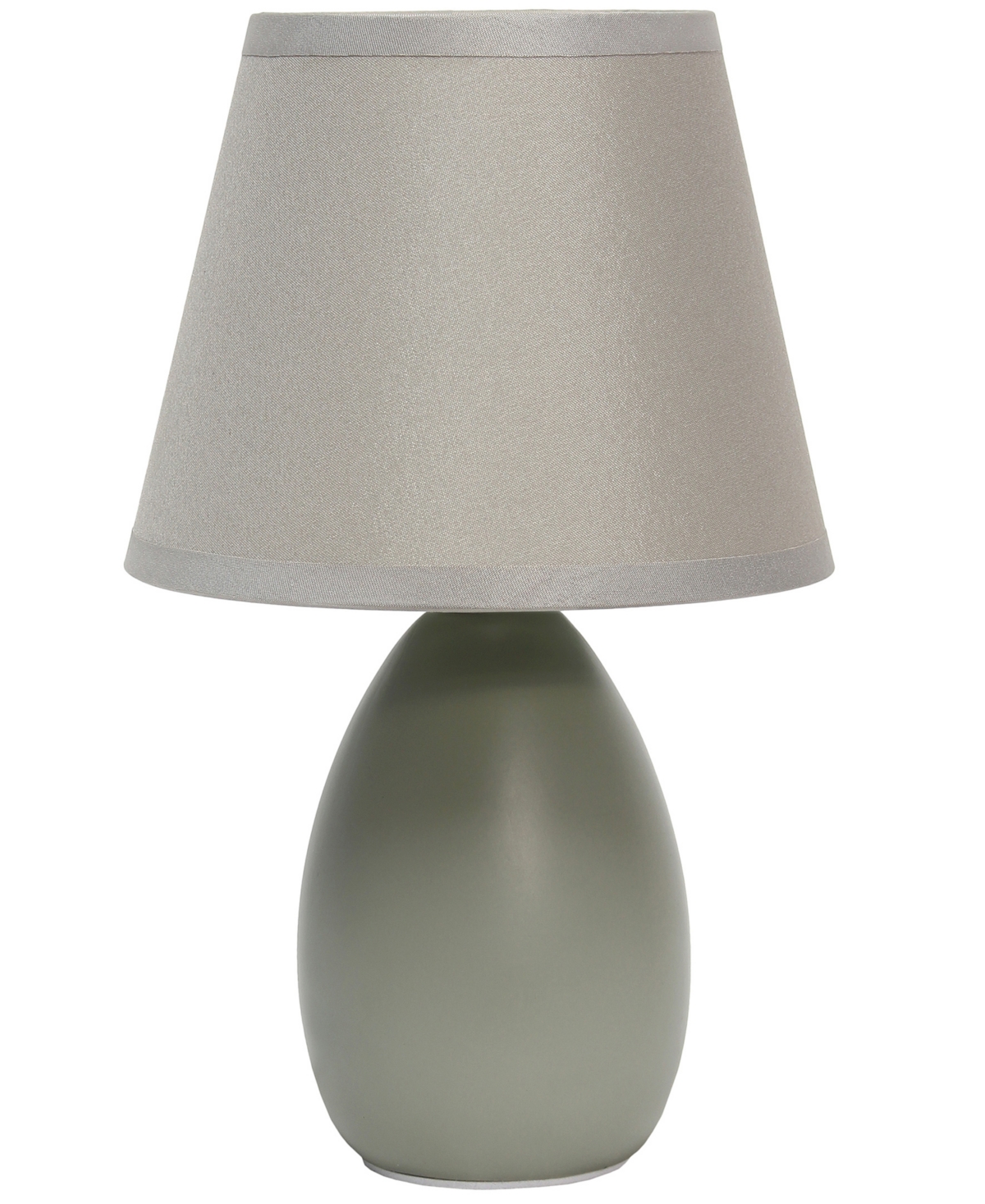Creekwood Home Nauru Traditional Petite Ceramic Oblong Bedside Table Desk Lamp with Tapered Drum Fabric Shade