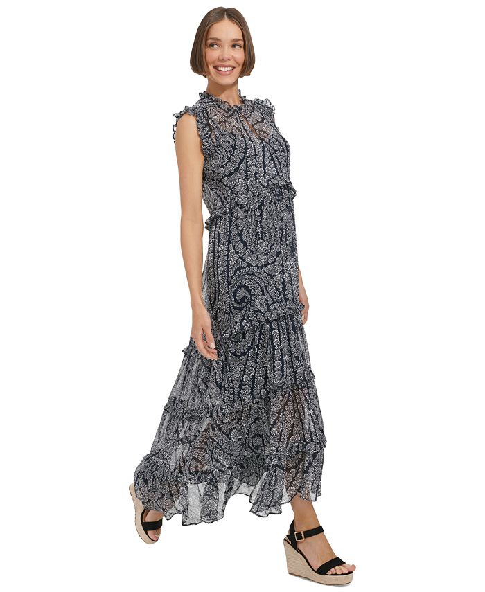 Tommy Hilfiger Women's Floral-Print Tiered Maxi Dress - Macy's
