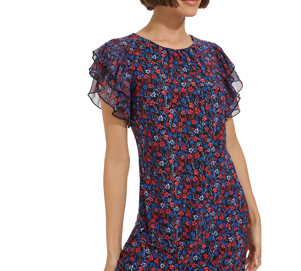 Tommy Hilfiger Womens Flutter Sleeve Midi Dress Blue Size 2 main image 1