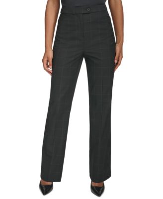 Calvin Klein Women s Windowpane Print Straight Leg Pants Macy s