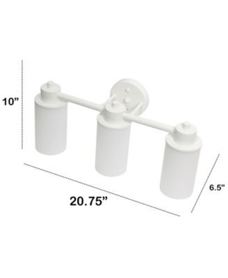 Essentix Contemporary Three Light Metal and Opaque White Glass Shade Vanity Uplight Downlight Wall Mounted Fixture 