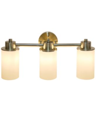 Essentix Contemporary Three Light Metal and Opaque White Glass Shade Vanity Uplight Downlight Wall Mounted Fixture 