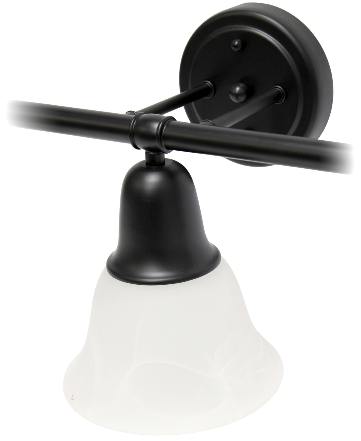 Lalia Home Essentix Contemporary Three Light Metal and Alabaster White Glass Shade Vanity Uplight Downlight Wall Mounted Fixture